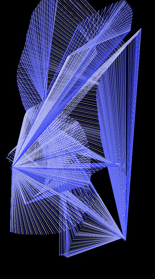 Blue wire fan of folded planes