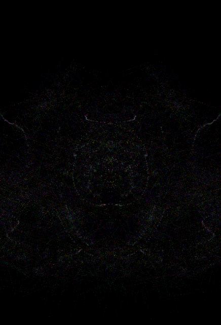 Sparse colored points on black, moving