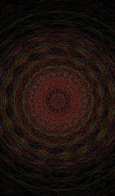 Rust-colored ring of fine lines, moving
