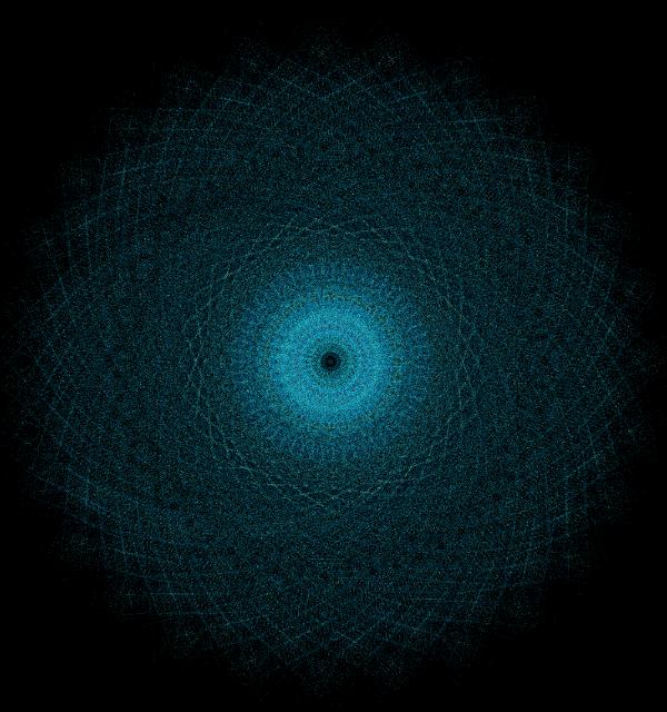 Cyan tunnel of fine lines, moving